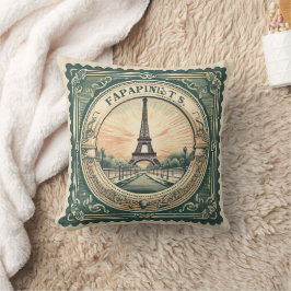 Cojín Decorativo Retro Sunset French Eifel Tower Paris Francia Gree