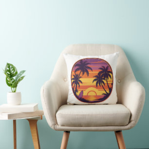 Cojín Decorativo Retro Sunset & Surf Vibes
