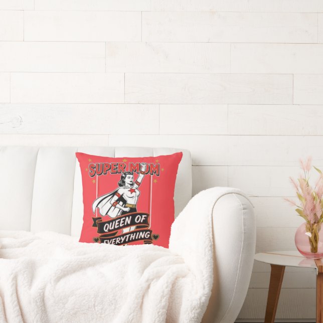 Cojín Decorativo Retro Super Mom Queen of Everything Art Tee (Sofá)
