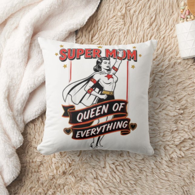 Cojín Decorativo Retro Super Mom Queen of Everything Art Tee (Manta)