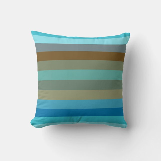 Cojín Decorativo Retro Surf Stripe 1970s Beach Rainbow   (Anverso)