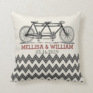 Cojín Decorativo Retro Tandem Bicycle Zigzag Chevron Boda Gift