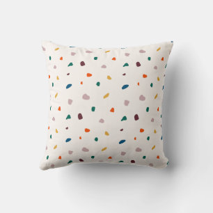 Cojín Decorativo Retro Terazzo Patrón Naranja verde oscuro
