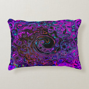 Cojín Decorativo Retro Torbellino Líquido Negro y Magenta Alucinant