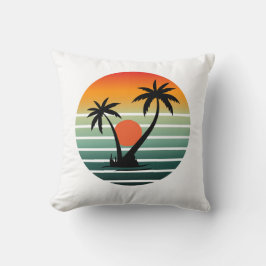 Cojín Decorativo Retro Tropical Sunset with Palm Trees