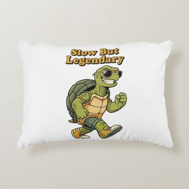 Cojín Decorativo Retro Turtle Slow But Legendary Rectangular Pillow (Anverso)