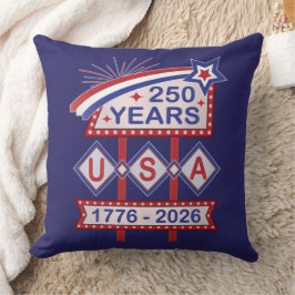 Cojín Decorativo Retro USA 250th Anniversary Marquee Sign 1776-2026