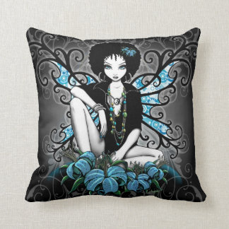 Cojín decorativo retro verde azulado gótico de la