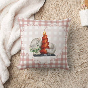 Cojín Decorativo Retro Vintage Coquette Baby Animals Cat Gingham