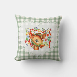 Cojín Decorativo Retro Vintage Coquette Baby Animals Deer Gingham
