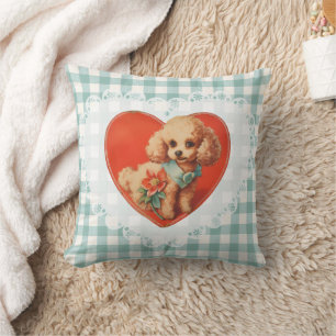 Cojín Decorativo Retro Vintage Coquette Baby Animals Dog Gingham