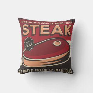 Cojín Decorativo Retro Vintage Man Cave Fresca Carne Roja