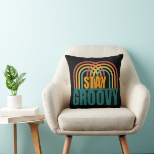 COJÍN DECORATIVO RETRO VINTAGE STAY GROOVY MOTIVACIÓN POSITIVA