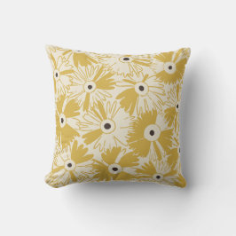 Cojín Decorativo Retro Wildflower & Diamond Grid Reversible Mustard