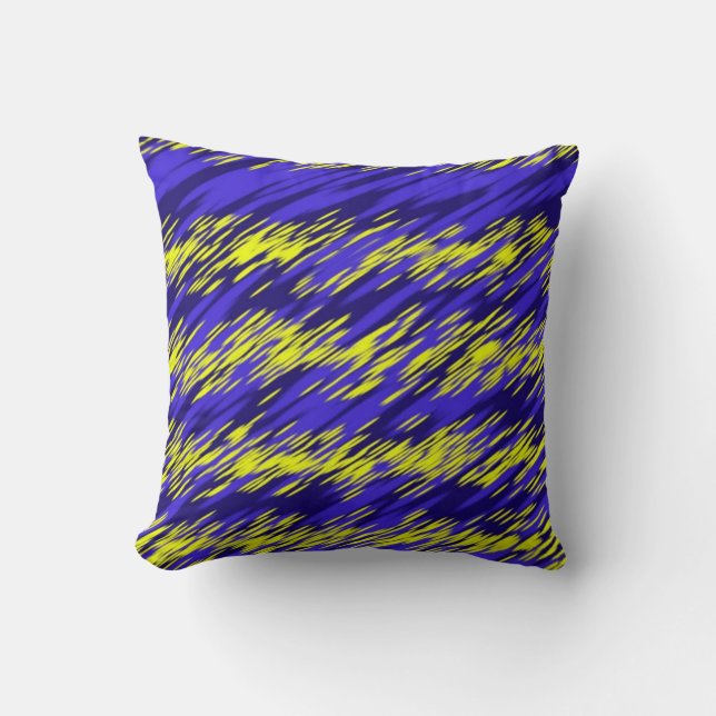 Cojín Decorativo Retro Yellow and blue Abstract stripes geometric  (Anverso)