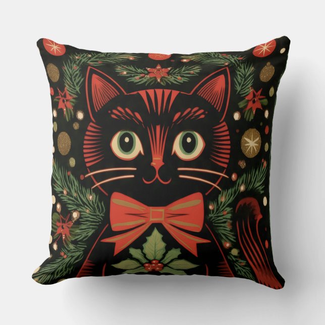 Cojín Decorativo RetroXmasCat  (Anverso)