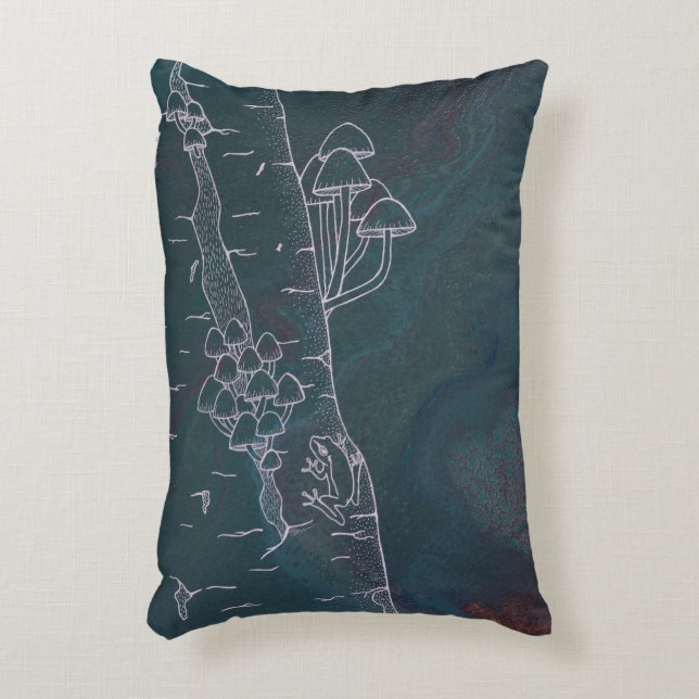 Cojín Decorativo Reunión de hongos en el post de Croaker (Frente (Vertical))