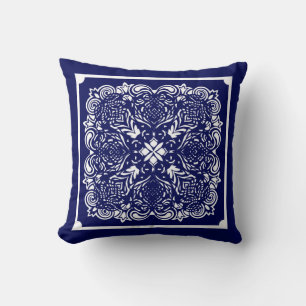 Cojín decorativo reversible azul de China