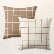 Reversible Beige Tan Brown Grid Checkered Scandi