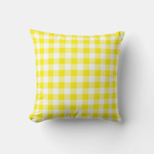 Cojín decorativo reversible de Gingham amarillo