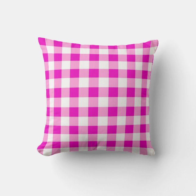 Cojín decorativo reversible de Pink Gingham (Anverso)