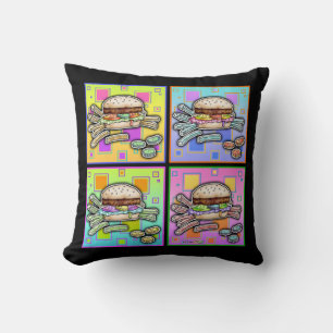 Cojín decorativo reversible de Pop Art HAMBURGER