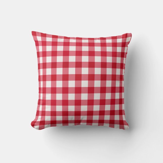 Cojín decorativo reversible de Red Gingham (Anverso)