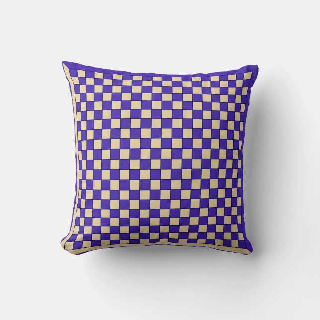 Cojín decorativo reversible del ajedrez azul (Anverso)