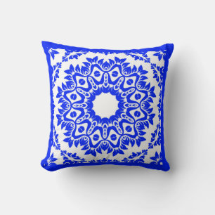 Cojín decorativo reversible del Kaleidoscopio Azul