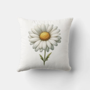Cojín Decorativo Revista de hierbas de flor de margarita blanca ind