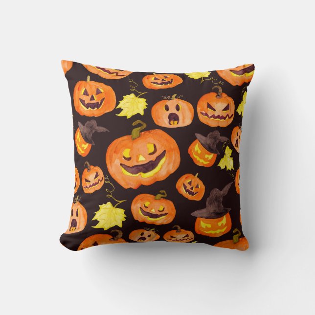 Cojín Decorativo rey de calabaza de halloween (Anverso)