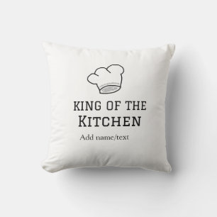 Cojín Decorativo Rey de la cocina chef cocinando agregar nombre cor