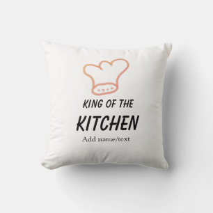 Cojín Decorativo Rey de la cocina chef cocinando agregar nombre cor