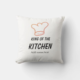 Cojín Decorativo Rey de la cocina chef cocinando agregar nombre cor
