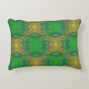 Cojín Decorativo Rey de roble, patrón floral bohemio, verde y amari