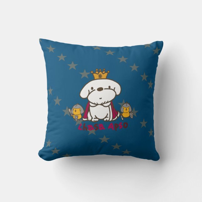 Cojín Decorativo rey Lhasa Apso y pollitos Knight (Anverso)