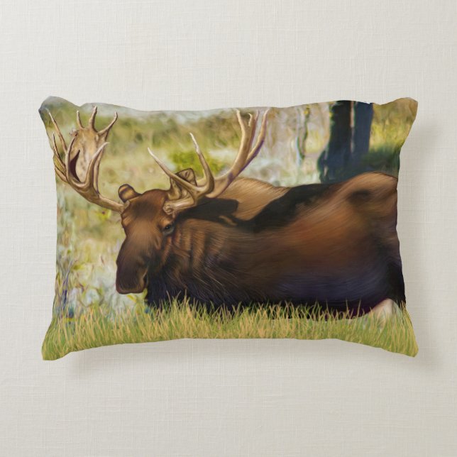 Cojín Decorativo Rey Moose Bull de Teton (Anverso)