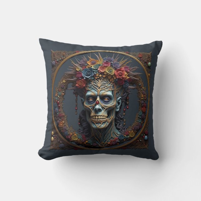 Cojín Decorativo Rey y Reina zombi Mardi Gras (Anverso)