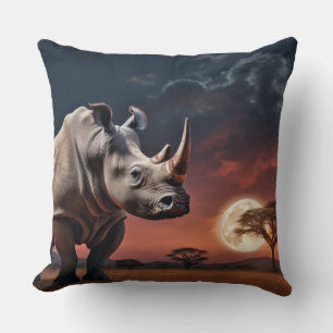 Cojín Decorativo Rhinoceros Animales Vida silvestre Arte colorido