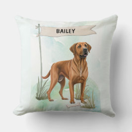 Cojín Decorativo Rhodesian Ridgeback Acuarela Perro Personalizado