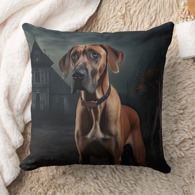 Cojín Decorativo Rhodesian Ridgeback Halloween Espeluznante (Manta)