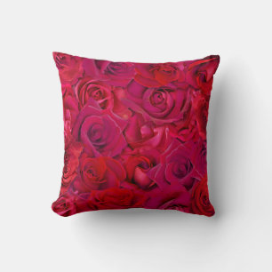 Cojín Decorativo Rica Rosa Roja Florece en Primer Plano Romántico S