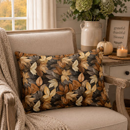 Cojín Decorativo Ricas Hojas de Otoño Marrones Beige Granja Rústica