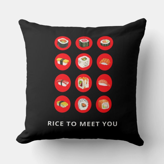 Cojín Decorativo Rice Para Conocerte Camiseta Sushi (Anverso)