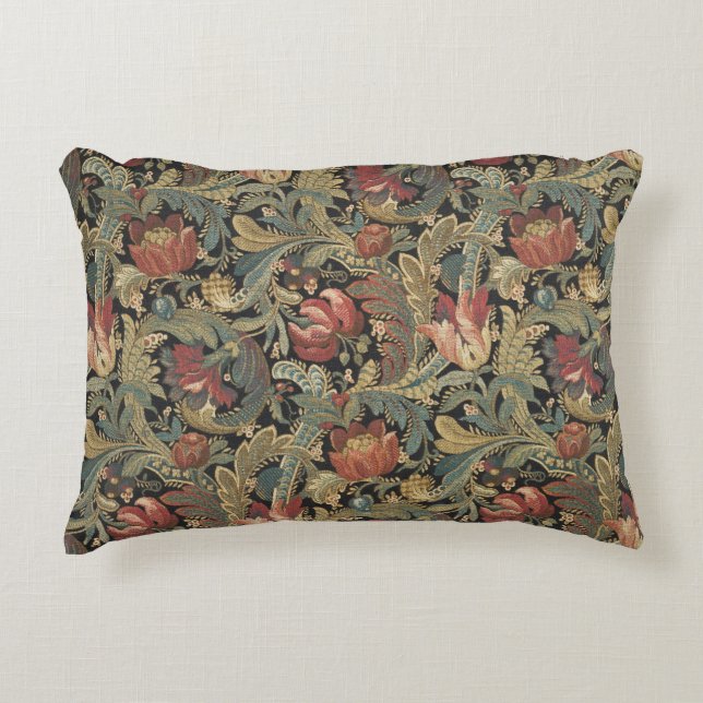 Cojín Decorativo Rich Floral Tapestry Brocade Antiguo Clásico (Anverso)