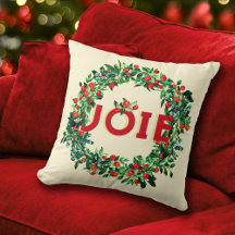 Rich Red Green Berry Wreath Joy French