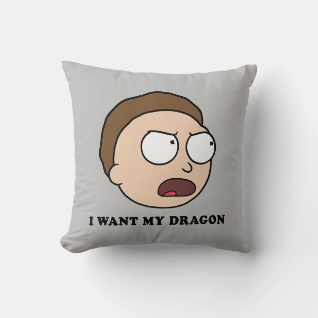 Cojín Decorativo RICK AND MORTY™ | Quiero Mi Dragón (Anverso)