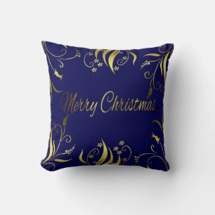 Cojín Decorativo Rico Ultra elegante y lujoso XMAS dorado y azul
