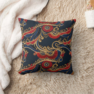 Cojín Decorativo Ricos Rojos, Armados, Oro Floral Scroll