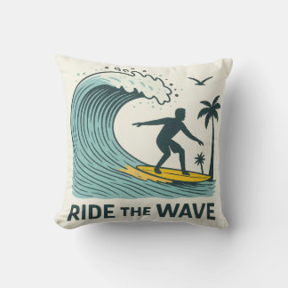 Cojín Decorativo Ride the Wave Throw Pillow Gift for Surf Lovers Be